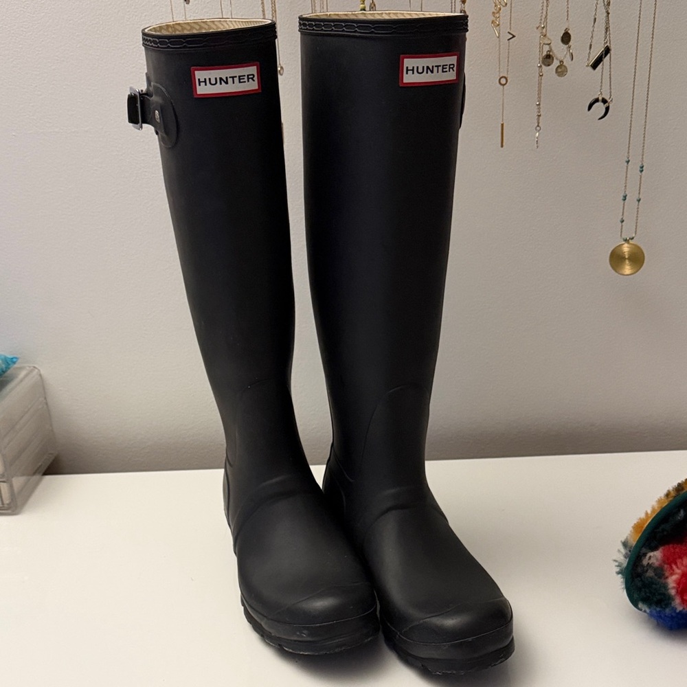 Hunter Black Knee-High Rain Boots